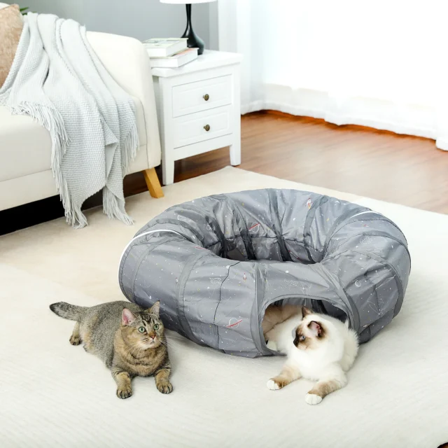 Round Cat Tunnel Toy with Mat for Cat Collapsible Funny Cat Dog Tunnels Toys Passageway Tubes Kitten Puppy Outdoors - Image 5