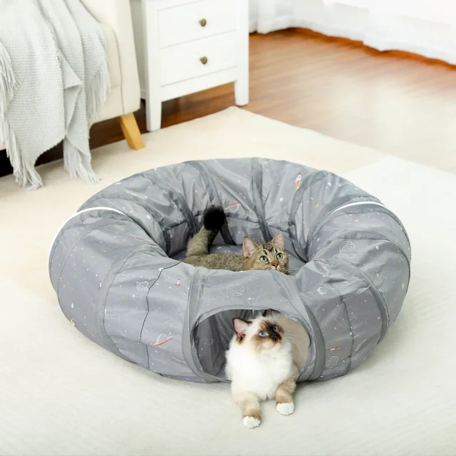 Round Cat Tunnel Toy with Mat for Cat Collapsible Funny Cat Dog Tunnels Toys Passageway Tubes Kitten Puppy Outdoors - Image 4