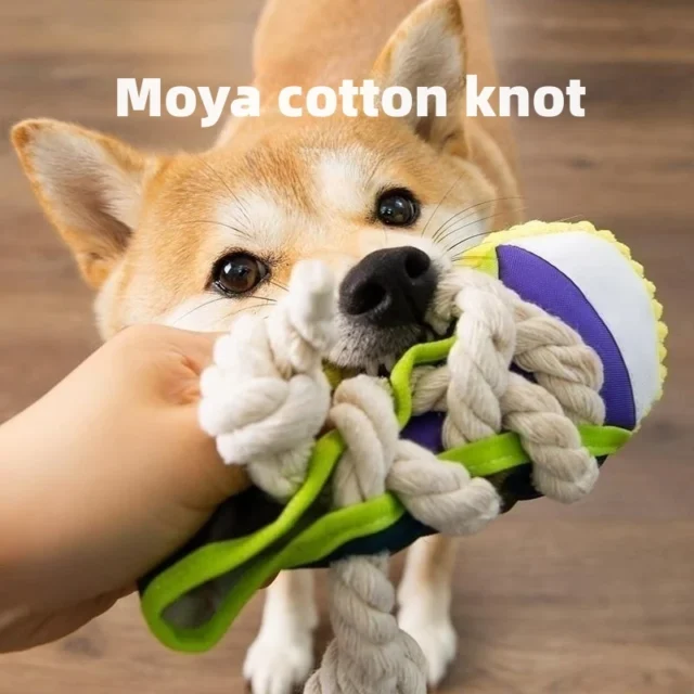 Dog Toys Pet Cotton Rope Slippers Sound Making Toys Dog Teeth Grinding Cleaning Teeth Built-in BB Airbag Round Ball Bell Various - Image 3