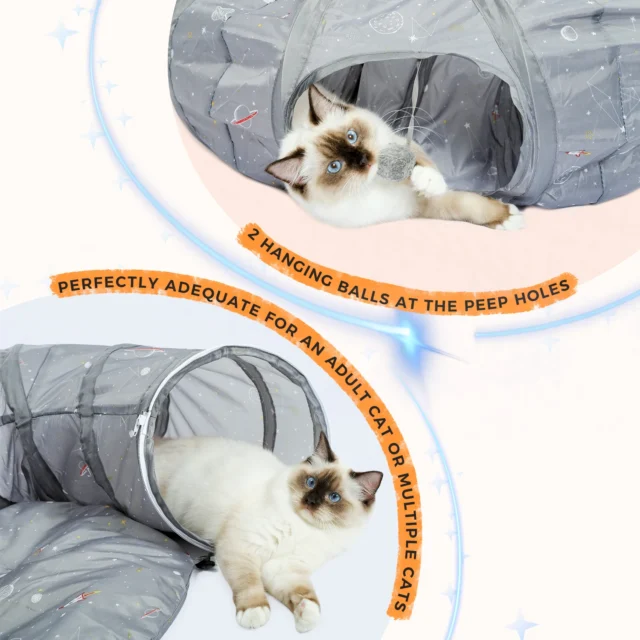 Round Cat Tunnel Toy with Mat for Cat Collapsible Funny Cat Dog Tunnels Toys Passageway Tubes Kitten Puppy Outdoors - Image 3