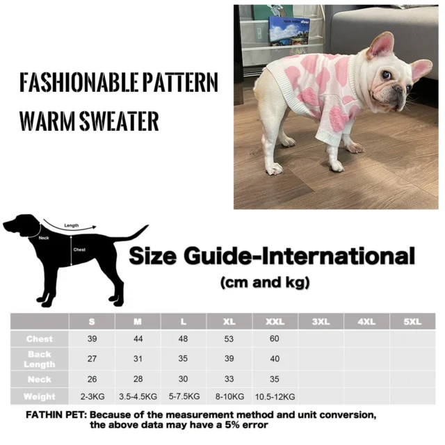 FATHIN Sweet Dog Sweater Pet Outfit Costume Warm Sweater for Small Large Dogs Schnauzer Bulldog Puppy Clothes S-XXL - Image 3