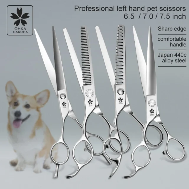 Left-Handed Special Pet Beauty Scissors Curved Tooth Scissors Dog Grooming Scissors Professional Left-Hand Scissors