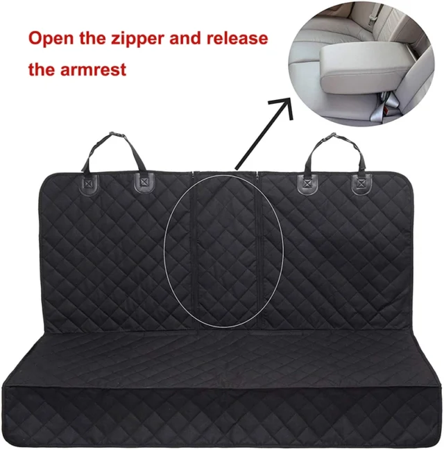 Benepaw Bite Resistant Nylon Dog Car Seat Cover Central Armrest Compatible Antislip Waterproof Pet Travel Car Seat Protector - Image 2