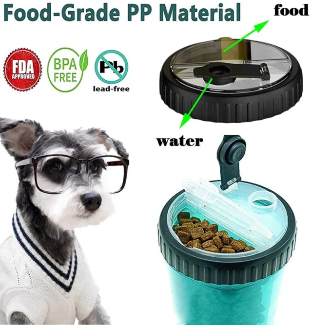 Benepaw 2 In 1 Dog Food Water Bottle With 2 Collapsible Bowls Nontoxic Portable Travel Leakproof Pet Drinking Bottle Feeder - Image 5