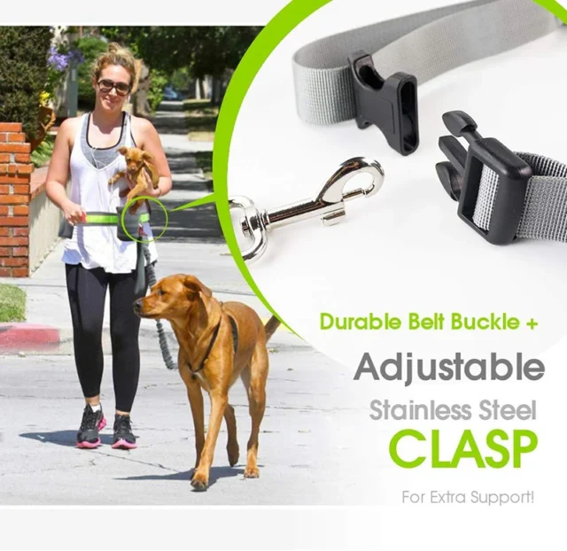 Benepaw Reflective Handsfree Dog Leash With Two Storage Bags Adjustable Waist Elastic Pet Running Leash For Medium Big Dogs - Image 3