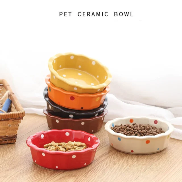 Fashion High-end Pet Bowl Bamboo Shelf Ceramic Feeding and Drinking Bowls for Dogs and Cats Pet Feeder Cute Partten Pet Supplies - Image 2