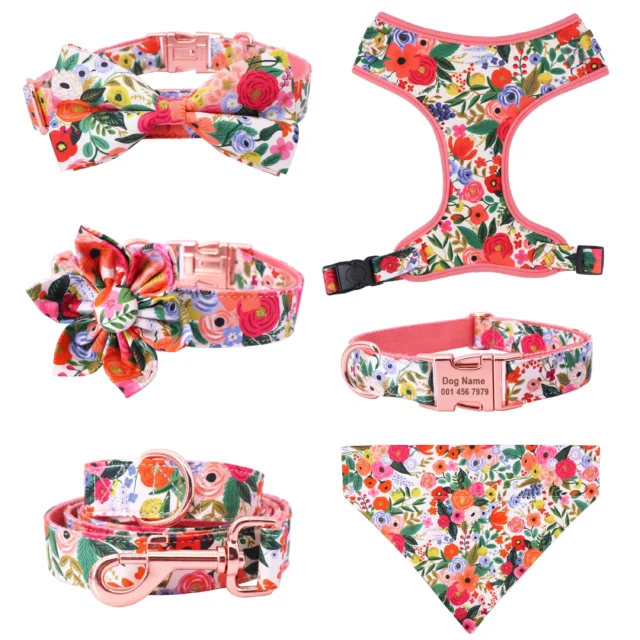 Custom Dog Collar Flower Accessories Matching Leash Set For Pet Brithday,Party,Wedding Gifts - Image 4