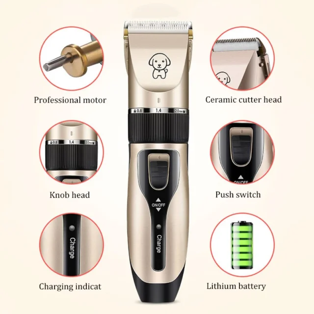 Professional Dog Hair Trimmer Usb Rechargeable Low-noise Pets Hair Cutter Dog Hair Clippers Electrical Haircut Machine For Dogs - Image 3