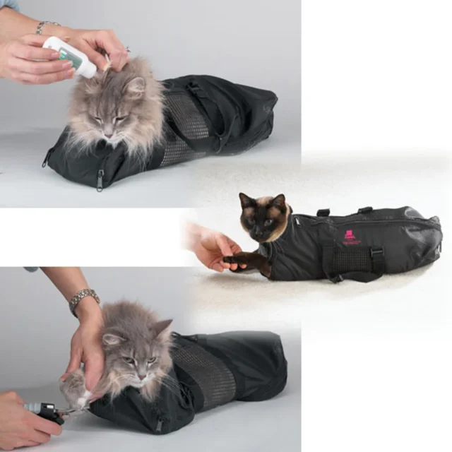 Mesh Cat Grooming Bathing Bag Adjustable Pet Washing Accessories For Pet Nail Trimming Injecting Anti Scratch Bite Restraint - Image 4