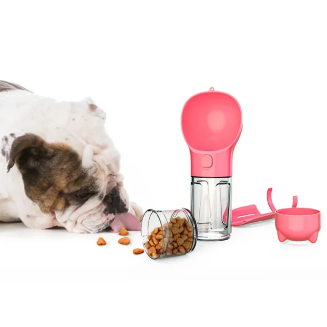 KOMMILIFE Portable Cat Dog Water Bottle Food Feeder Drinker Poop Dispenser 3 In 1 Leak-proof Multifunctional Dog Waterer Bottle - Image 5