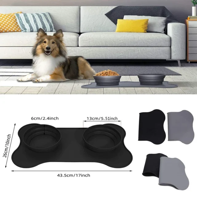 Benepaw Portable Dog Bowl Double Nontoxic Soft Silicone Foldable No Spill Non-Skid Travel Pet Feeder Food Water Puppy Feeding - Image 6