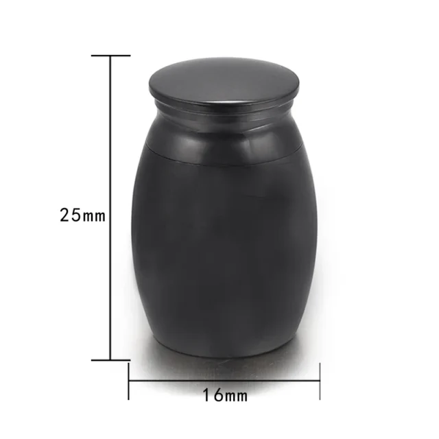 16x25mm Metal Cremation Urns Funeral Keepsake Dog Cremation Urn Pet Urn Black - Image 5