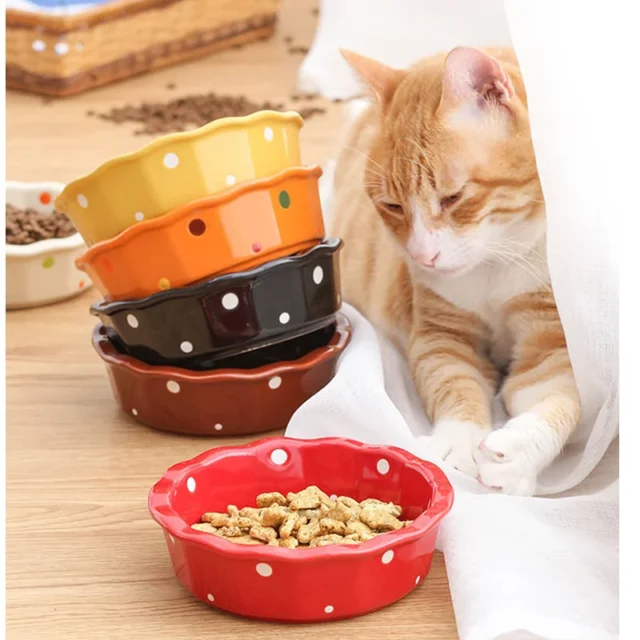 Fashion High-end Pet Bowl Bamboo Shelf Ceramic Feeding and Drinking Bowls for Dogs and Cats Pet Feeder Cute Partten Pet Supplies - Image 5