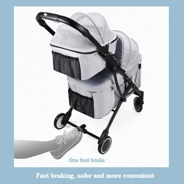 Pet Stroller Dog Cat Double Separable Transportation Car Seat Removable Backpack Windproof Breathable Two Layer Cart - Image 3