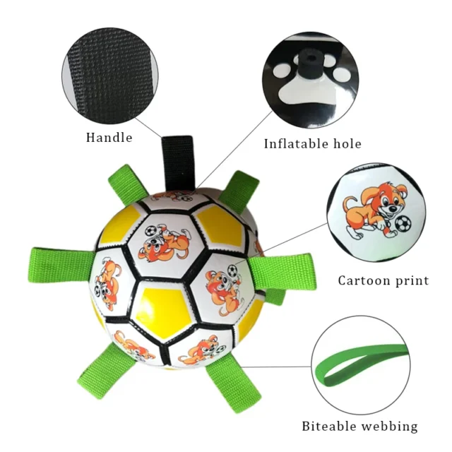 KOMMILIFE Interactive Football Toy For Dogs Outdoor Training Soccer Pet Dog Toys Dog Bite Chew Toy Medium Large Dog Ball Toys - Image 2