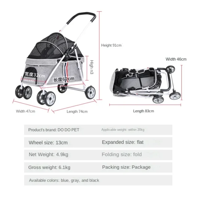 Pets Outdoor Portable Folding Cart Carrier For Dogs Comfortable Breathable Small Medium Accessories Cat Transportation - Image 6