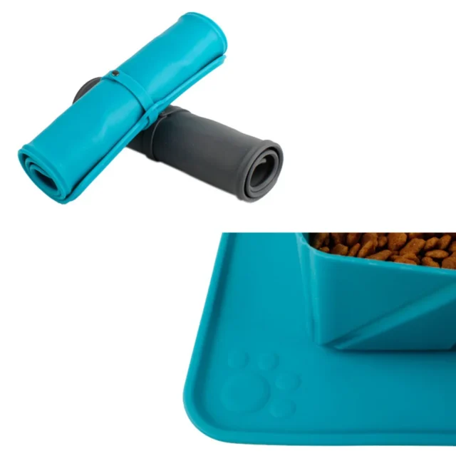 Pet Cats Feeder Outdoor Travel 2Pcs Dog Collapsible Silicone Bowl Portable Travel Double Bowl Folding Feeding Bowl Water Dish - Image 3