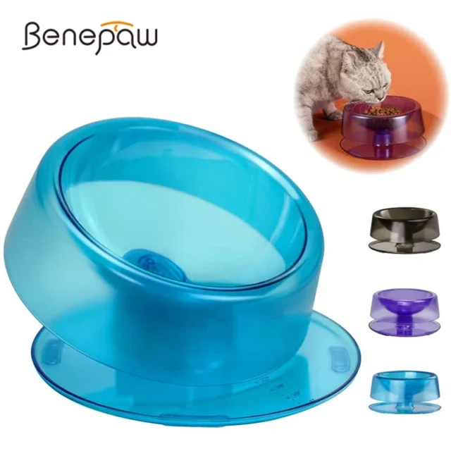 Benepaw Wide Mouth Cat Bowls Adjustable Tilted Non-Slip Small Dogs Kitten Feeding Bowls Dishwasher Safe Food Grade Material