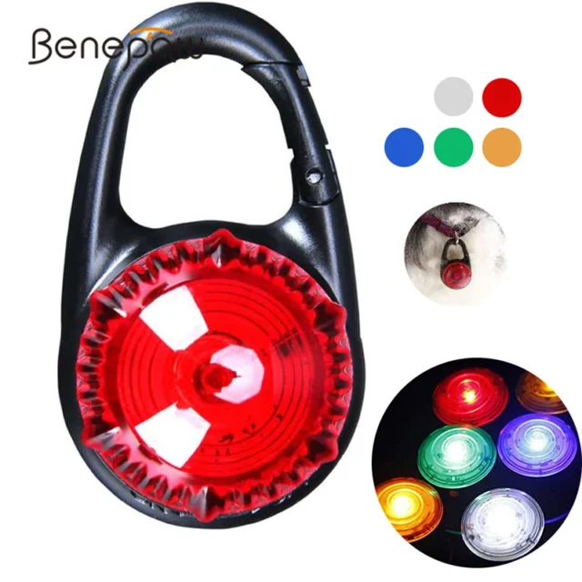 Benepaw 3 In 1 Clip-On LED Dog Cat Collar Tag Pet Safety Light 3 Mode Waterproof Pendant For Night Dog Walking Camping Outdoor