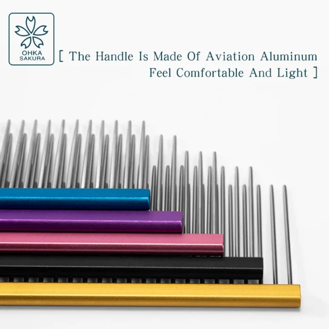 Colorful Pet Hair Comb MK-320 Stainless Steel Needle Aviation Aluminum Comb Handle Comb Grooming Supplies Pet Hair Remover Comb - Image 5