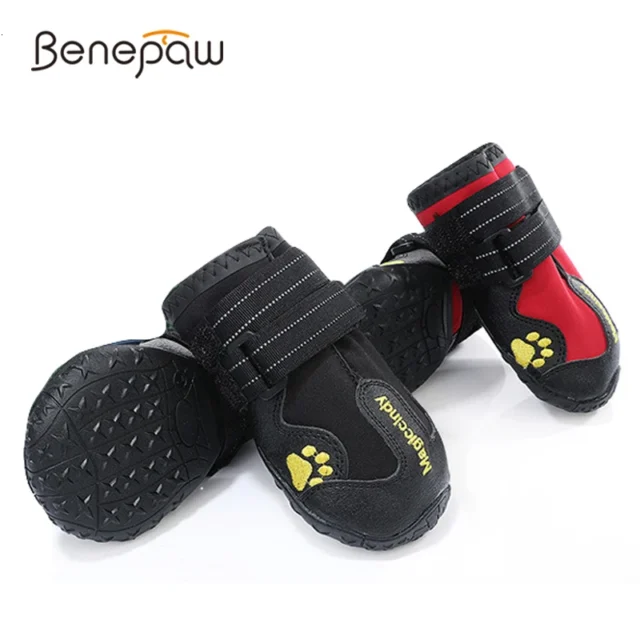 Benepaw Antislip Dog Shoes Waterproof Reflective Durable Small Medium Big Dog Boots Outdoor Indoor Adjustable Pet Paw Protector