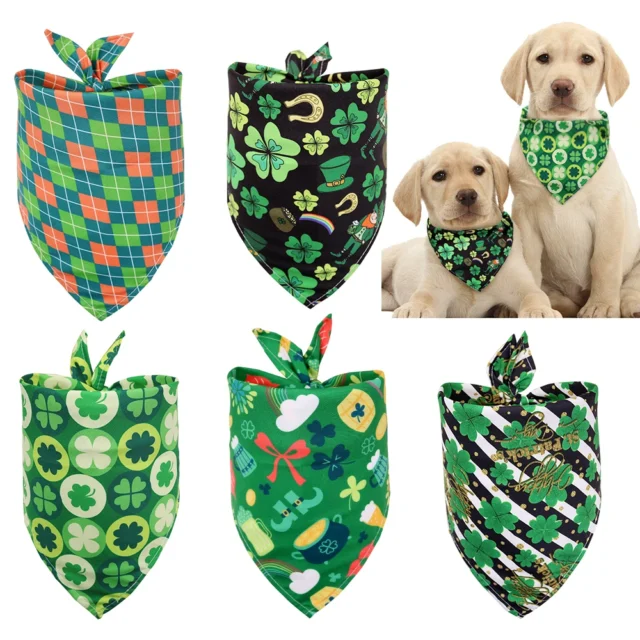 1 Pcs St. Patrick's Day Dog Bandana Pet Dog Bandanas Scarf Polyester Small Dogs Cats Bandana Bibs Pet Accessories Supplies