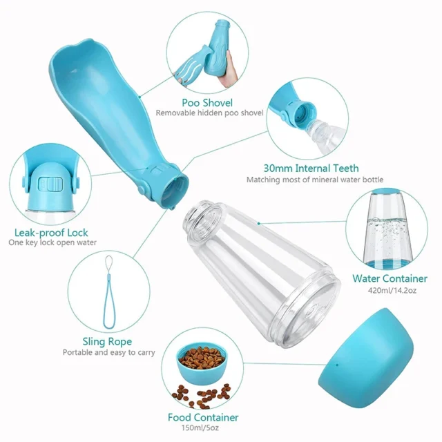 Benepaw Portable Dog Water Bottle Foldable Lightweight Pet Water Dispenser Food Storage For Outdoor Walking Hiking Travel - Image 3