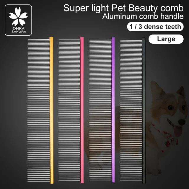 Colorful Pet Hair Comb MK-320 Stainless Steel Needle Aviation Aluminum Comb Handle Comb Grooming Supplies Pet Hair Remover Comb