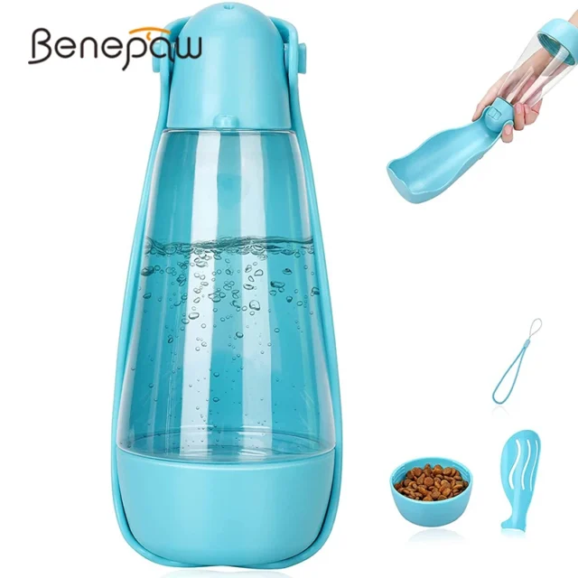 Benepaw Portable Dog Water Bottle Foldable Lightweight Pet Water Dispenser Food Storage For Outdoor Walking Hiking Travel