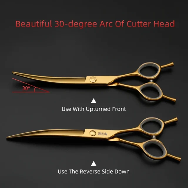 Vacuum Plating Golden Professional Pet Beauty Curved Scissors Straight Scissors 7.0 Inch Dog Hair Trimming Scissors For Dog - Image 5