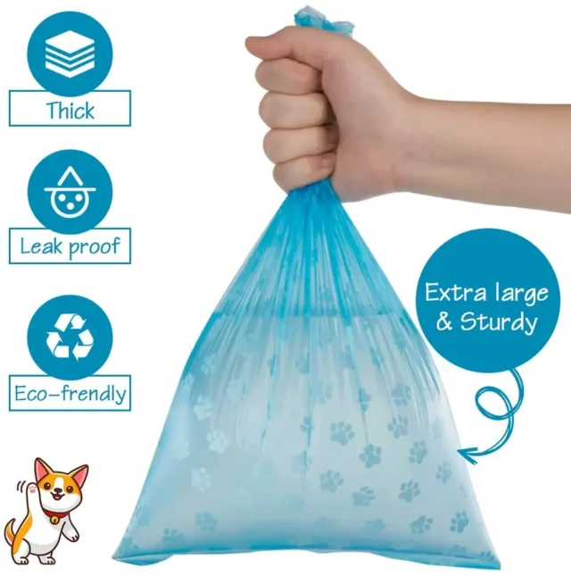 Pet Poop Bags Disposable Dog Waste Bags, Bulk Poop Bags with Leash Clip and Bone Bag Dispenser 5Roll(75Pcs) Bags with Paw Prints - Image 4