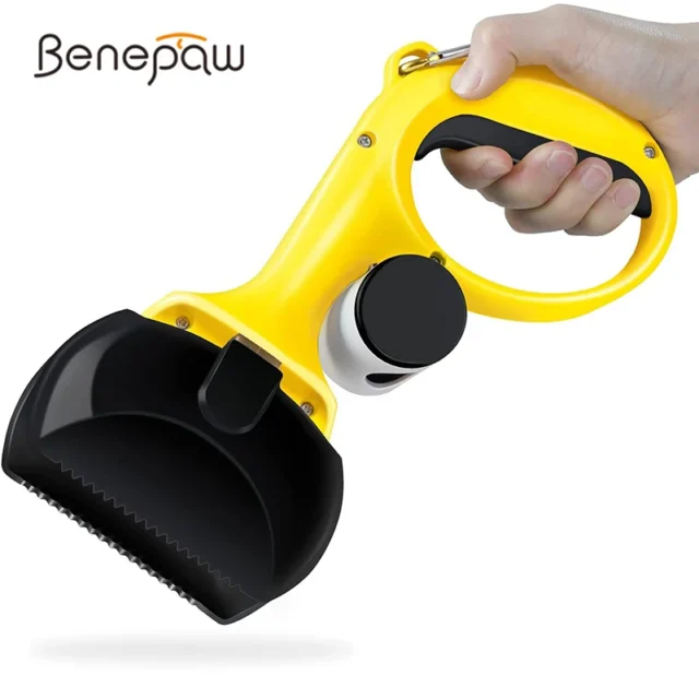 Benepaw Portable Dog Poop Scooper High Strength Ergonomic Pet Pooper Scooper Great For Grass/Dirt/Gravel/Lawns Waste Pick Up