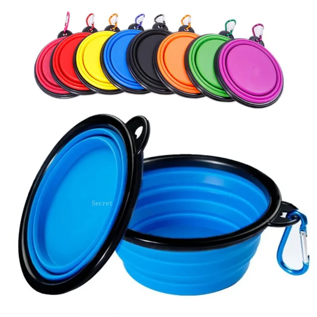 Collapsible Pet Silicone Dog Food Water Bowl Outdoor Camping Travel Portable Folding Pet Supplies Pet Bowl Dishes with Carabiner - Image 2