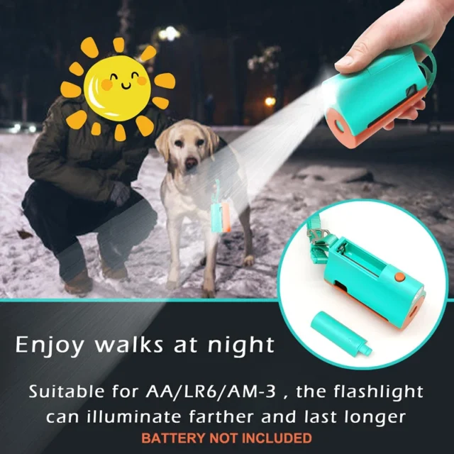 Benepaw Portable Dog Poop Bags Dispenser Durable LED Flashlight Pet Waste Bags Holder Wrist Strap Metal Clips For Used Bags - Image 3