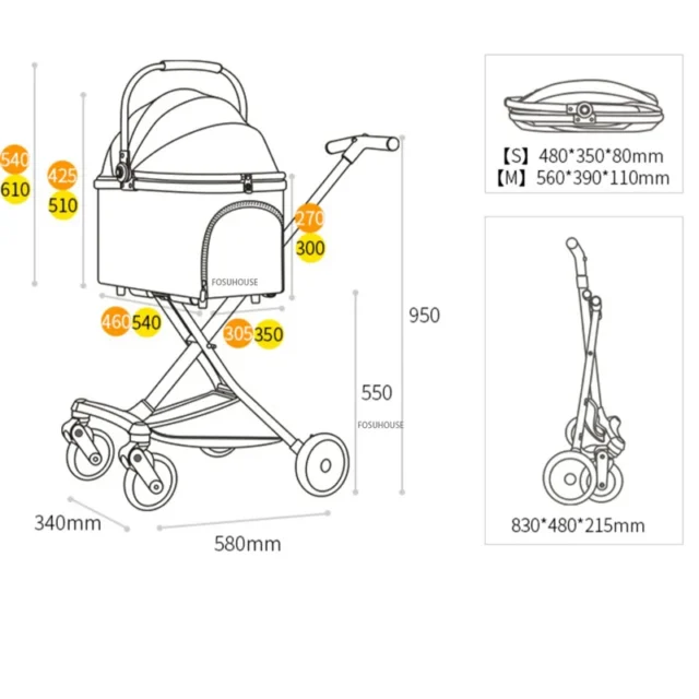 Portable Pet Stroller for Dogs and Cats Trolley Detachable Folding Puppy Stroller Outdoor Camping Travel Carrying Car Cat Bag Z - Image 6