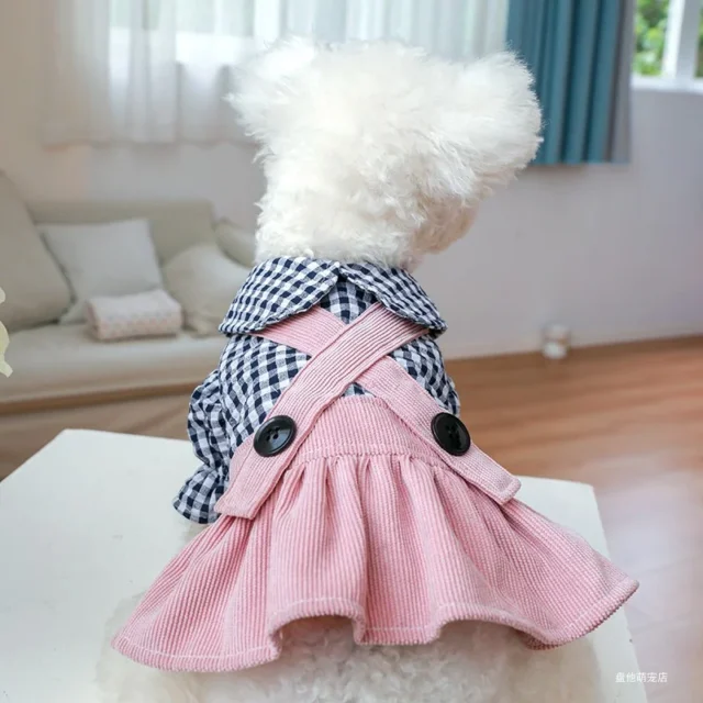 PETCIRCLE Dog Clothes Black Button Plaid Dress For Small Medium Dogs Cat Spring Summer Pet Clothing Dog Costume Supplies Skirt - Image 3