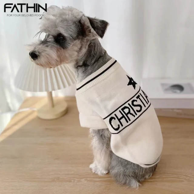 FATHIN Luxury Dog Sweater Creamy White Pet Clothes for Dachshund BulldogTeddy Chihuahua Dog Clothes