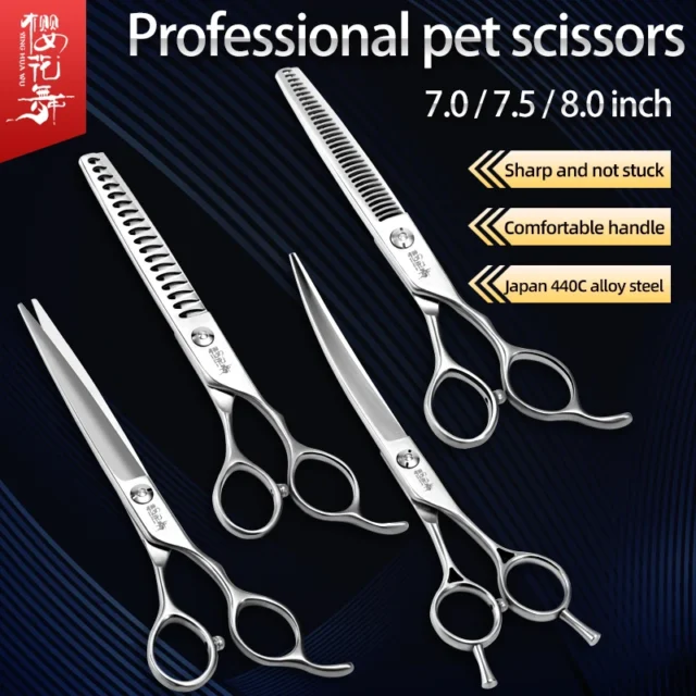 Professional Pet Shears Dog Shears Cat Straight Shears Curved Teeth Scissors Fish Bone Scissors Warped Shears Beauty Tool Set