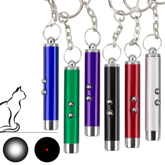 6 Colors 2-In-1 Cat Pet Toy Red Laser Light LED Pointer Pen Keychain White Flashlight Torch Interactive Training For Cat Dogs - Image 3