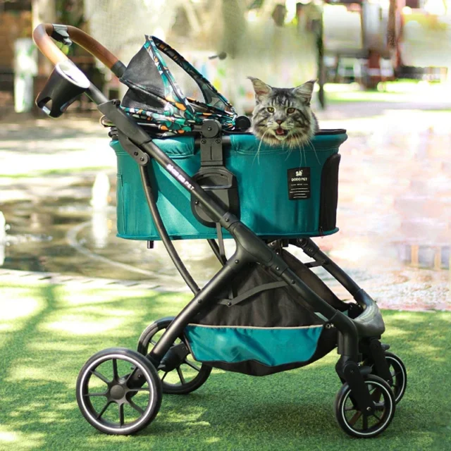 High View Pet Stroller Foldable and Detachable Dog Stroller Four Wheel Cart Pet Carrying Basket Pet's Mobile Nest Dogs Buggy - Image 2