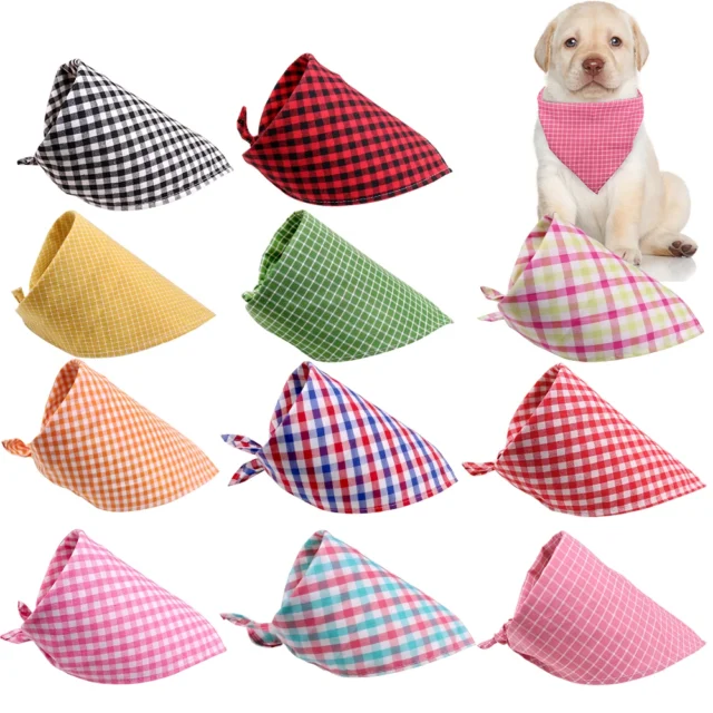 1 Pcs Dog Cat Puppy Bandanas Cotton Plaid Pet Bandana Scarf Bow tie Collar Cat Small Middle Large Dog Grooming Products Dog Bibs