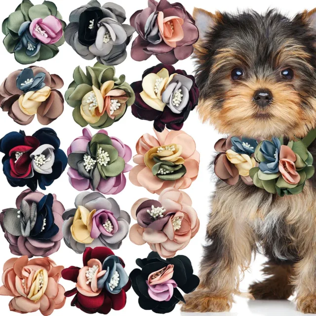 Pet Dog Collar Flowers Accessories Puppy Bowties Grooming Exquisite Movable Dog Collar Bows for Small Dog Cats Pet Supplies