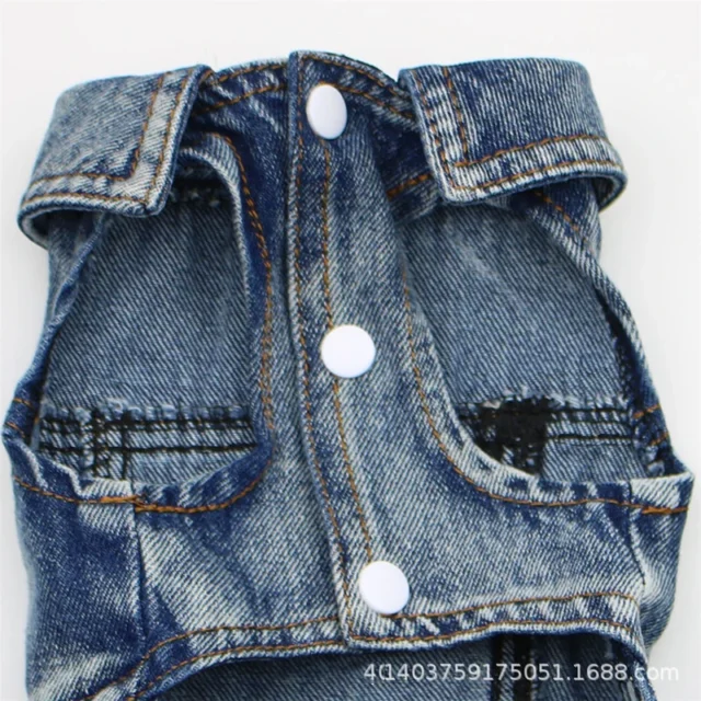 Dog Jeans Jacket Cool Puppy Denim Dog Shirts for Small Medium Dogs Cats Lapel Harness Vests Washed Scratch Design Dog Clothes - Image 6