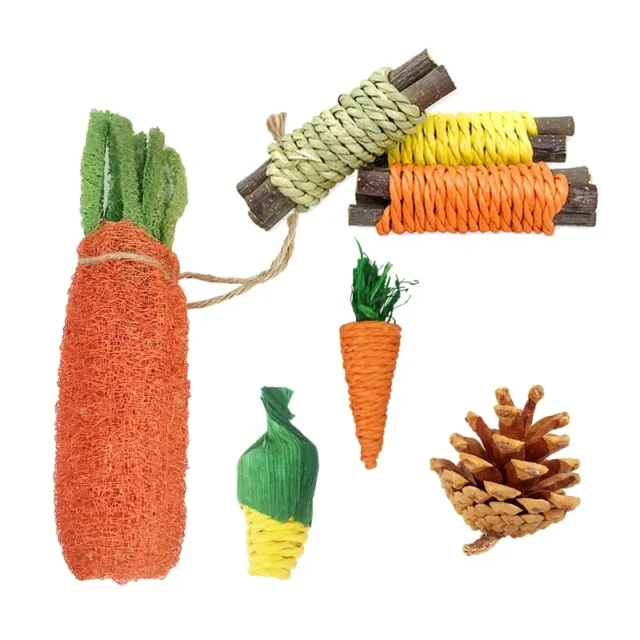 Small Animal Chew Toys Bundle For Rabbit Bunny Hamster Guinea Chinchillas Tooth Cleaning Molar Grinding Toys Pet Accessories - Image 3