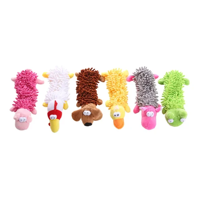 Cute Pet Dog Plush Toy Dogs Chew Toys Animal Shape with Squeaky Durable Funny Cleaning Teeth Toys for Small Dogs Puppy Products