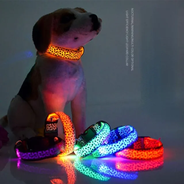 Pet LED Luminous Collar for Dog Adjustable Leopard Glow Cat Collar Night Safety Collar Teddy Golden Retriever for Walking Dogs - Image 3