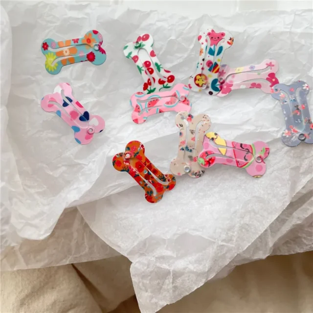 5Pcs/Lot Cute Dog Hairpin Colorful Printed Bone Shaped Hairpin Cat Accessories for Chihuahua Puppy Cat Grooming Supplies - Image 4