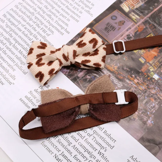 20PCS Winter Pet Dog Bow Tie Puppy Cat Brown Series Bowties Elegant Dog Necktie Collar Dog Grooming Accessories - Image 5