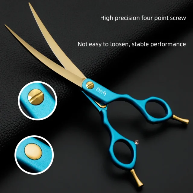 Pet hair trimming scissors special gold blades curved scissors dog hair trimming artifact Teddy hair trimming scissors household - Image 5