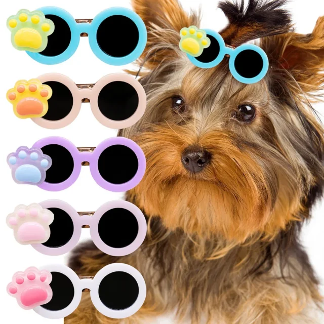 Creative Pets Dog Hair Clips Dog Round Glasses Shape Paw Decoration Dog Cat Hairpin for Small Dog Headwear Party Pet Accessories - Image 4